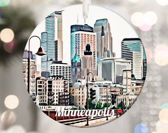 Minneapolis Ornament, Christmas Ornament, Minneapolis Christmas, Tree Ornament, Christmas Gift, Minnesota Gifts, Housewarming Gift, Travel