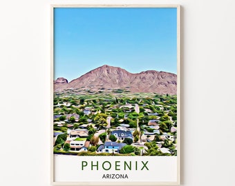 Phoenix Print, Phoenix Wall Art, Phoenix Gifts, Arizona Print, Arizona Décor, Phoenix Décor, Arizona Art, Phoenix Poster, Arizona, Travel