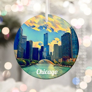 Chicago Ornament, Christmas Ornament, Tree Ornament, Newlywed Ornament, Chicago Christmas, Christmas Gift, Housewarming Gift, Chicago