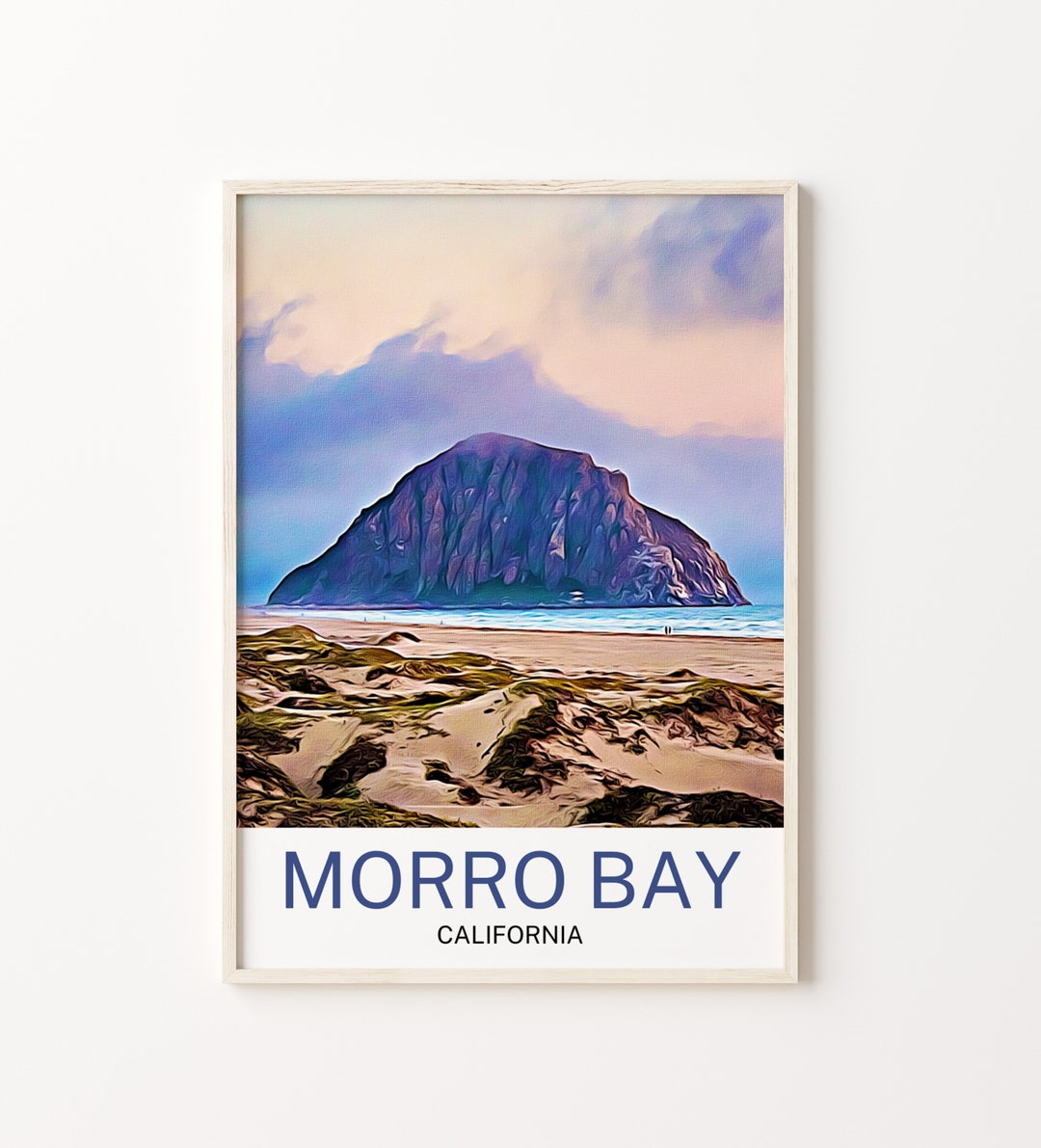 Morro Bay Travel Print, Morro Bay Wall Art, Morro Bay Art, Morro Bay