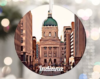 Indiana Ornament, Tree Ornaments, Indiana Christmas, Christmas Ornament, Travel Ornament, Christmas Décor, Holiday Decoration, Travel