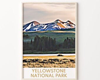 Mountain Wall Art, Mountain Print, National Park Print, Yellowstone Print, Mountain Art, Yellowstone, National Park, National Park Poster