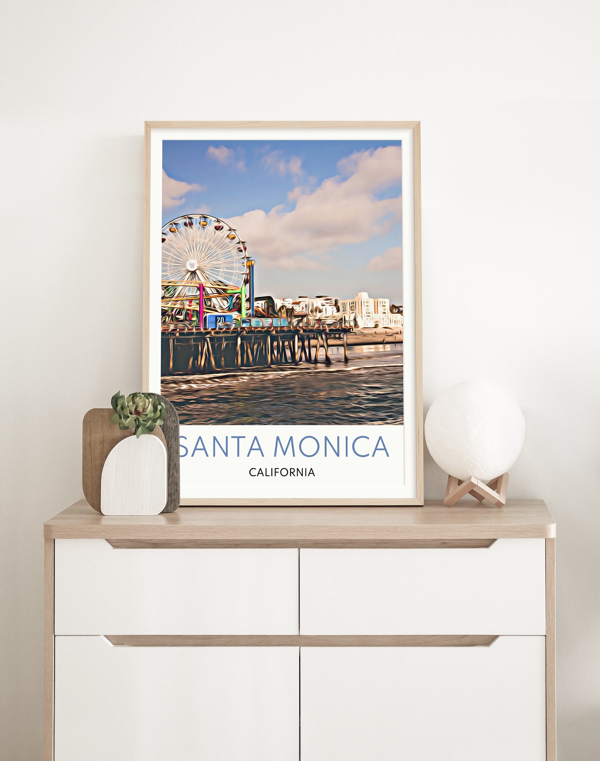 Santa Monica Print Santa Monica Wall Art Santa Monica Art Etsy