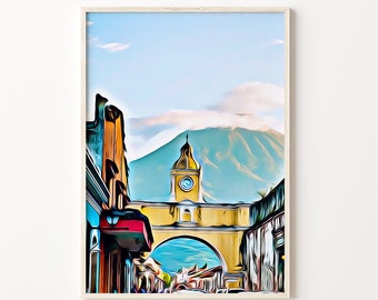 Guatemala Art, Guatemala Print, Guatemala Wall Art, Guatemala Painting, Guatemala Gift, Guatemala Souvenir, Guatemala, Guatemala Artwork