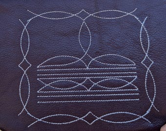 Diseño de bordado de puntada para botas de cuero (descarga digital)