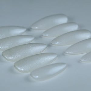 15 Reusable Press On Nails | Angel Energy | PBD Classic Collective | Hand Painted Nails | Milky White Holographic Nails