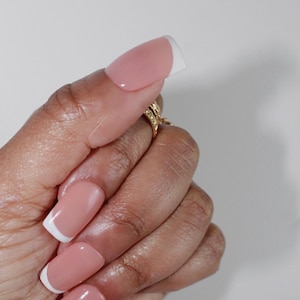 Pure Silk Micro French Tip | 10 Reusable Press On Nails | PBD Classic Collective | Hand Painted Nails| White French Nails