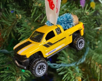 Custom Chevy Silverado Off Road Ornament made from Hot Wheels Car, Stocking Stuffer, Chevy Pickup, Christmas Ornament, Silverado Accessories
