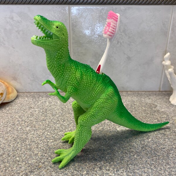 Tyrannosaurus Rex Toothbrush Holder_T-Rex Dinosaur Toothbrush Holder_Child's bathroom_Kid's Bathroom_Toddler Bath Accessories_Jurassic Bath