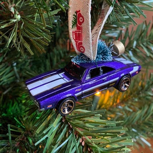 Muscle Car Gift, 1969 Dodge Charger Hot Wheels Christmas Ornament, Hemi Stocking Stuffer for men, Dodge Charger 500 Accessory, Car Guy gift