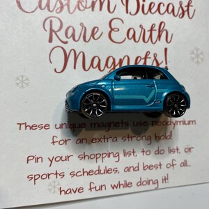 FIAT 500e Hot Wheels Magnet – Electric Car Gift, Stocking Stuffer, FIAT Accessories, Man Cave Decor, Mini Car Magnet, Office Gift, auto gift