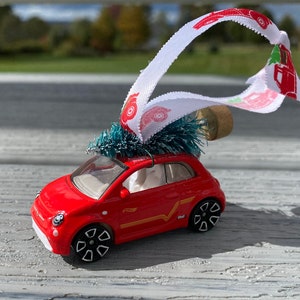 Custom FIAT 500e Christmas Tree Ornament made from Hot Wheels diecast, FIAT 500 Accessories, FIAT gift, Mother&#39;s Day Gift, Electric Car Gift