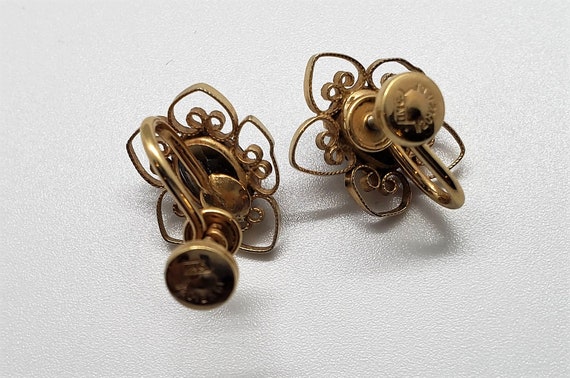 Vintage "ING" Screw Type Earrings of Smoky Quartz… - image 7