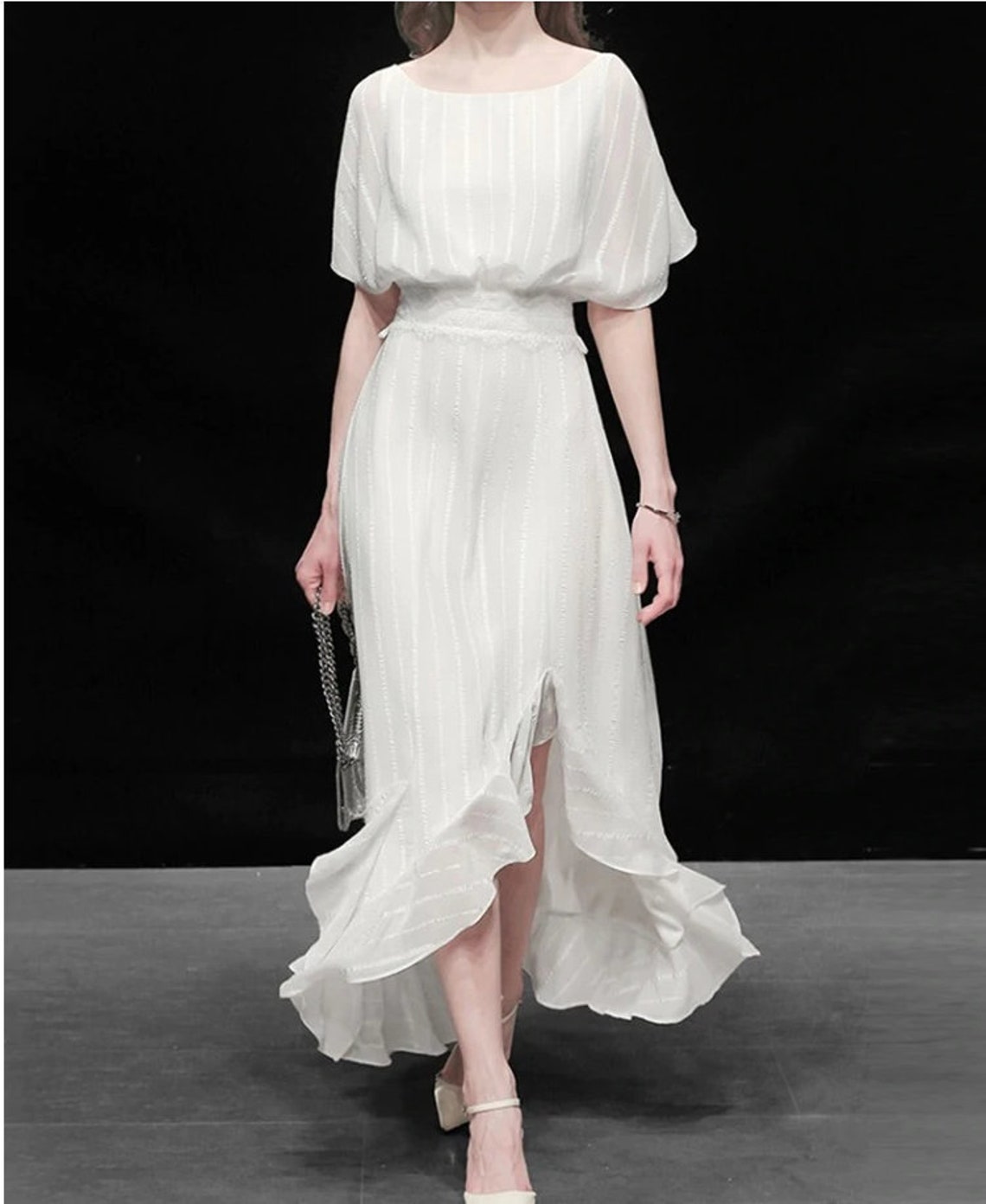 Women Elegant White Dress Festa High Quality Wedding Cocktail Etsy