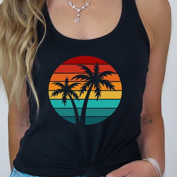 Retro Sunset Tank Top,Summer Tank Top,Palm Shirt,Beach Shirt,Summer Tanks Top,Beach Tank Top, Sunset Shirt, Travel Tank, Vacation Tank