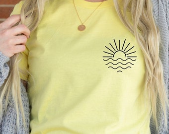 Sunshine Waves Graphic Tee - Soft Comfy Beach Shirt