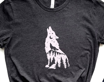Floral Howling Wolf Shirt - Animal Lover Gift