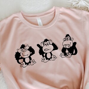 Funny Monkey Graphic Tee: Hear See Speak No Evil Shirt