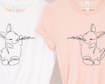 Easter Bunny Line Art T-Shirt: Funny Spring Tee