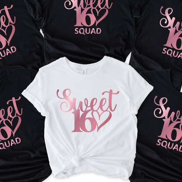 Sweet 16 Birthday Shirt,Sweet 16 Squad tees,16th Birthday Shirt,Sweet 16 Gift,16th Birthday Shirt,16th Birthday Gift,Birthday party tees