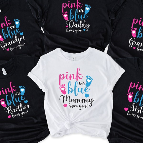 Custom Pink or blue mommy loves you shirts,Daddy loves you shirts, Gender Reveal Tees, Pregnancy gift, Baby shower tees, announcement tees