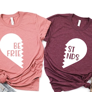 Best Friend Heart Shaped T-Shirts,Best Friends Shirts, BFF Shirts, Best Friend Matching Shirts, Sisters Shirts, Gift For Her,Besties Tees