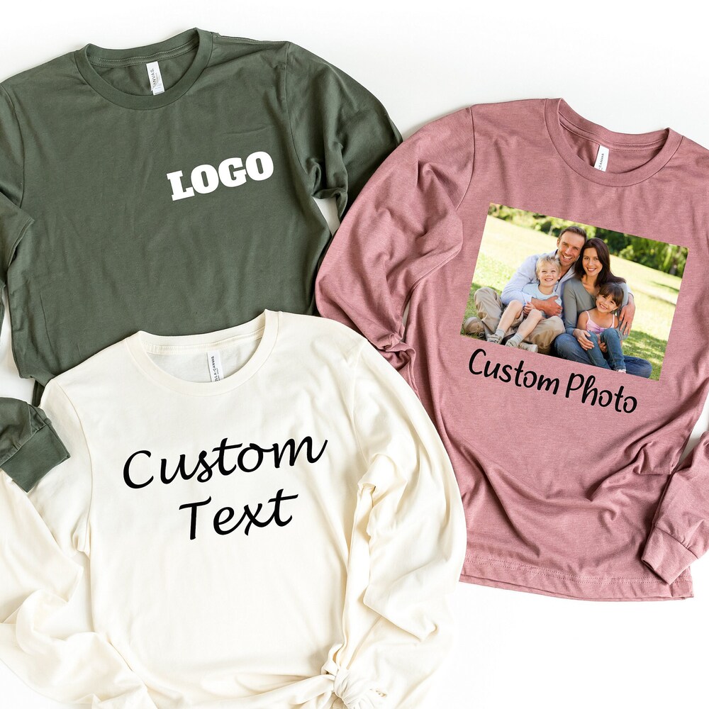 Shirtless Style Custom Long Sleeve Shirt,Custom Long Sleeve Photo,Custom Long Sleeve Text,Custom Long Sleeve Logo ,Personalized Family Long Sleeve Tshirt