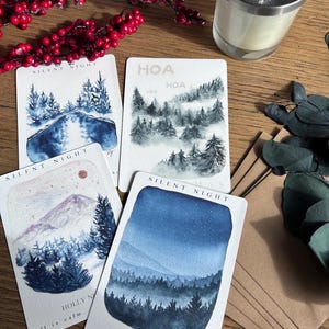 Set mit 4 Weihnachtslandschaftskarten