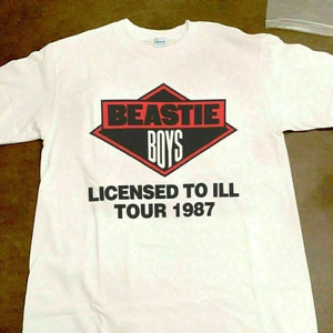 Beastie Boys Licensed To Ill Tour 1987 Maglietta bianca da uomo, taglia USA, unisex, cotone pesante