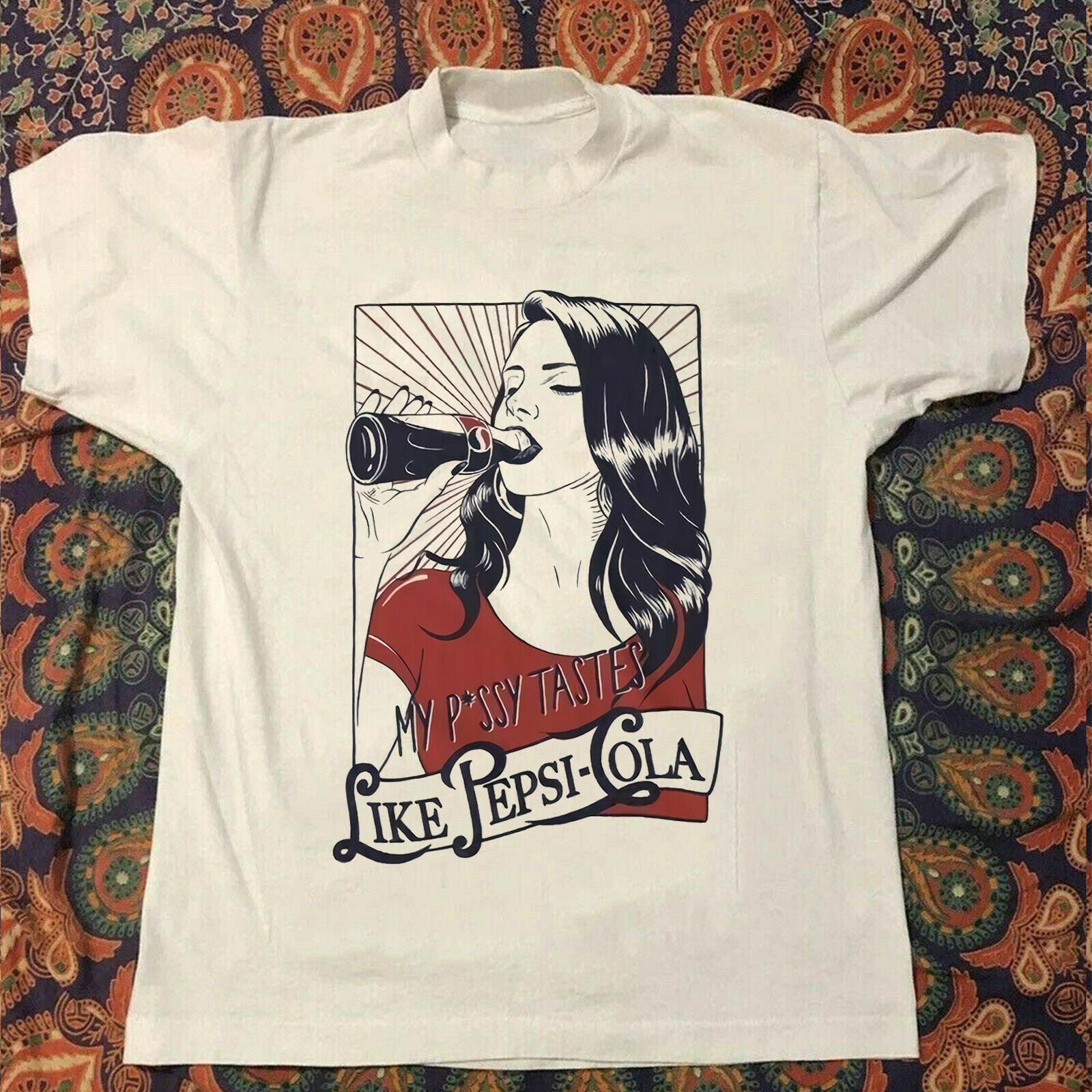 Lana Del Rey My Pussy Tastes Like Pepsi 90s Mens Tshirt Size USA Unisex  Heavy Cotton