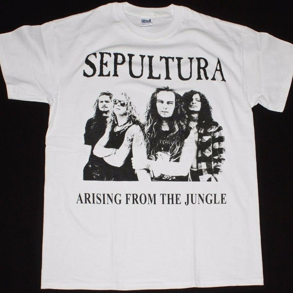 Sepultura Arising From The Jungle White Tshirt Thrash Classic Lineup Soulfly Men's Tshirt Size USA Unisex