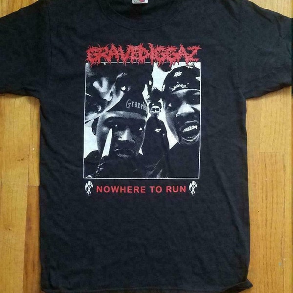 Gravediggaz  Nowhere to Run  90s Hip Hop Men's Tshirt Size USA Unisex Heavy Cotton