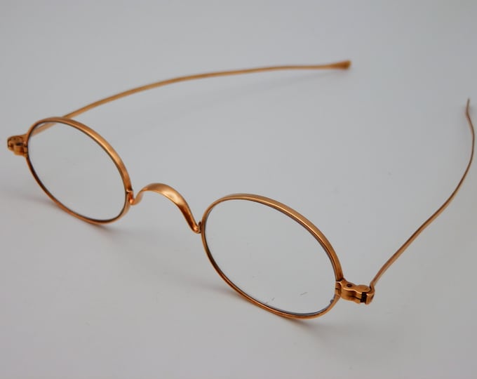 Antique 1890's Victorian Era GOLD Brass WIRE RIM Eyeglasses Vintage ...