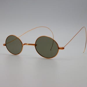Antique 1890&#39;s Victorian Era GOLD Brass WIRE RIM Sunglasses Eyeglasses Vintage Spectacles Riding Temples E41