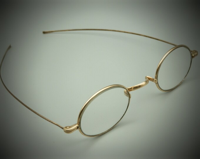 Antique 1890's Victorian Era GOLD Brass WIRE RIM Reading Glasses ...