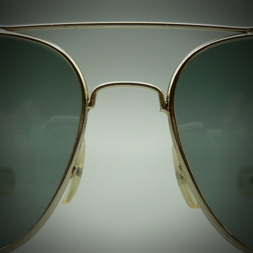 Exquisite Vintage 1970's Gold AVIATOR Sunglasses OPTI-SHEILD Polarized Glass top Tinted Lenses Eyeglasses Vintage Spectacles E1