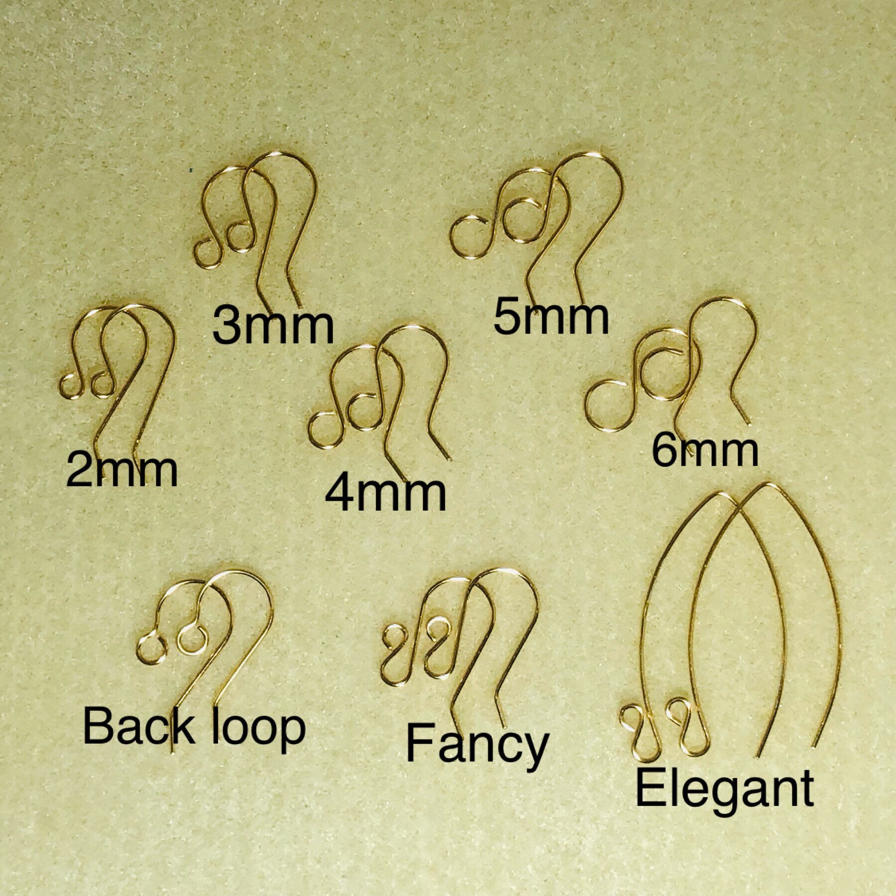 Earwires - regular, back loop, fancy, or elegant - 2mm, 3mm, 4mm, 5mm…