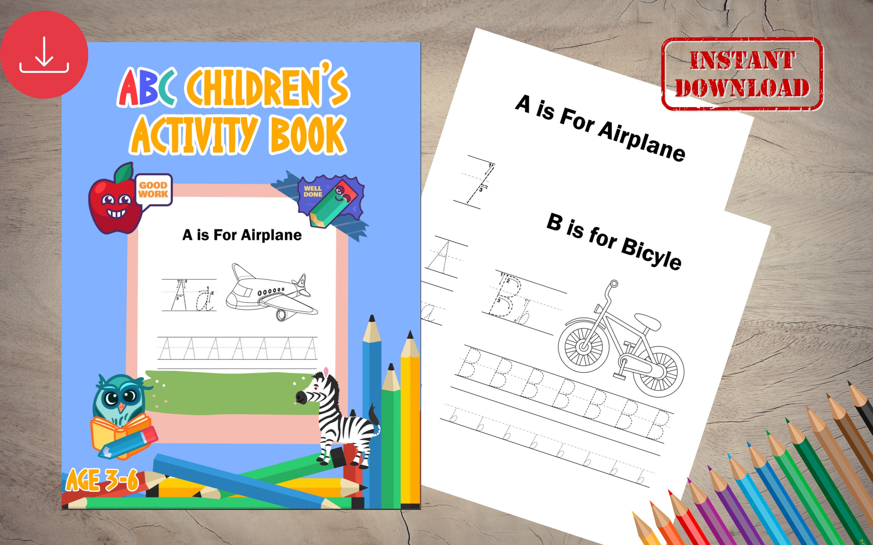 ABC Kids Book Printable ABC Book My First ABC Book Tracing Etsy