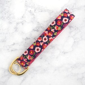 Purple Floral Key Ring Wristlet - Key Fob - Gift for Mom, Bridesmaids Gift