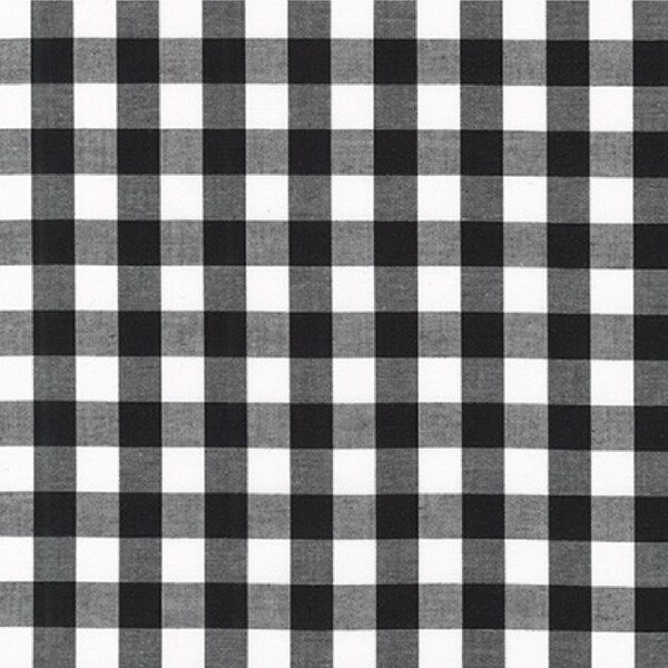 Black and White Buffalo Plaid Fabric - Robert Kaufman - Sevenberry SB-51010D409-188 Pepper - Gingham Check - Fabric by the Yard