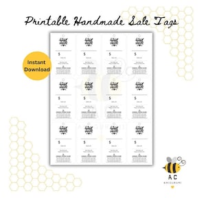Handmade Sale Tags Printable PDF - Craft project, knitting sale tag, Crochet tag, Amigurumi tag, Digital Download, sale tag PDF, sale tag