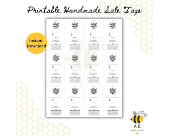 Printable Handmade Item Tags – Craft Fair Price Tags (Digital Download
