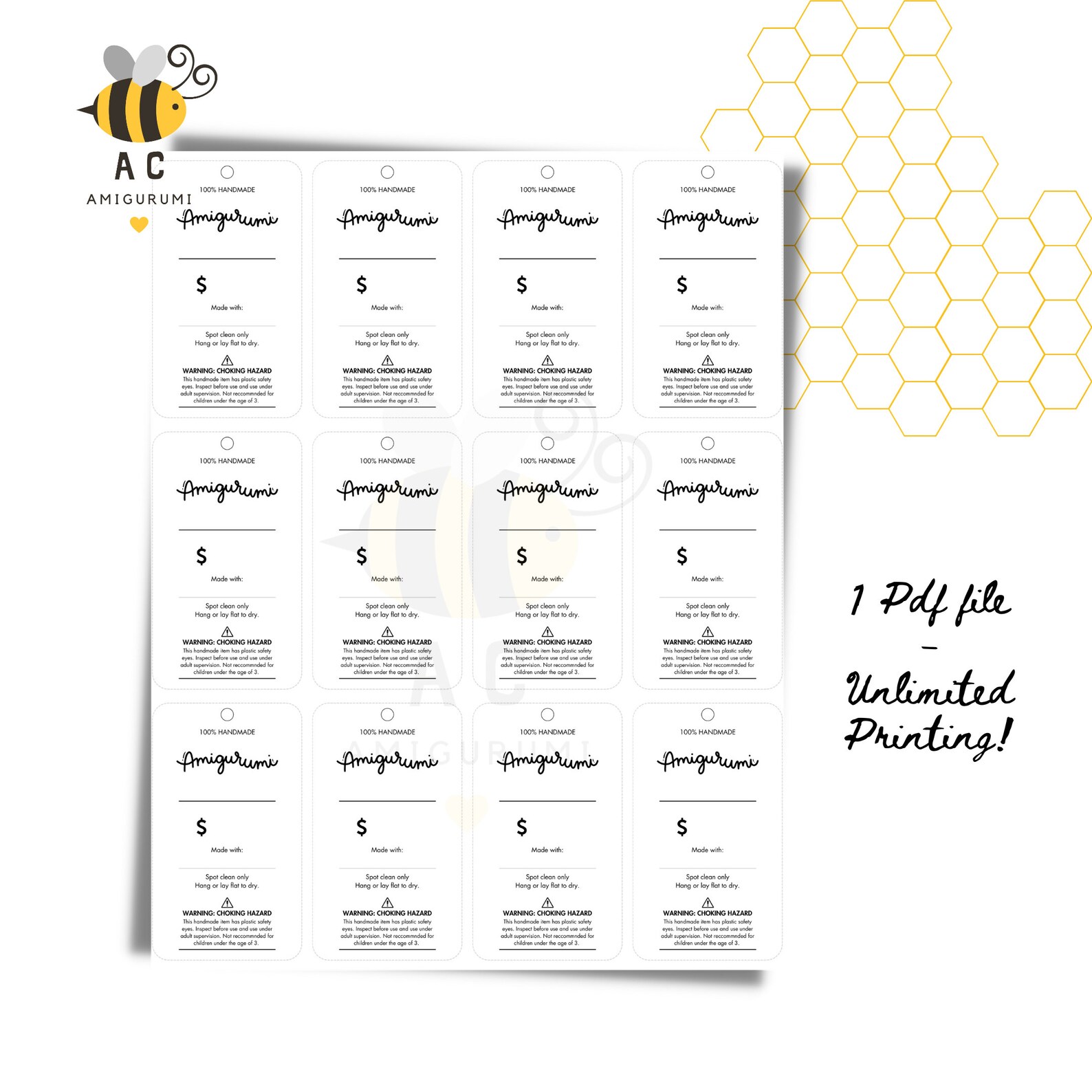 Fair Tags Amigurumi Craft Fair Price Tags Printable (digital Download) - Etsy
