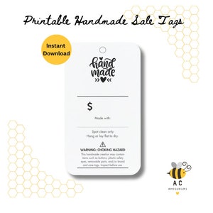 Handmade Sale Tags Printable PDF - Craft project, knitting sale tag, Crochet tag, Amigurumi tag, Digital Download, sale tag PDF, sale tag