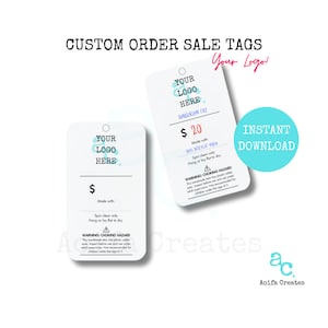 Custom Order Sale Tags Printable PDF - Crochet, Amigurumi, handmade, digital download, your logo sale tags, personalized sale tags