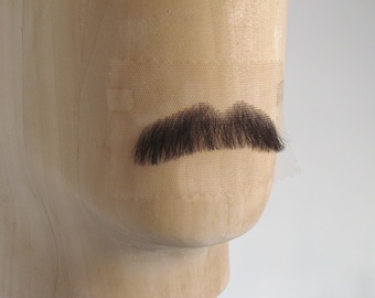 The Lasso | Human Hair Moustache Realistic Postiche Facial Hair Medium Dark Brown Blond American Coach Costume Handmade Lace