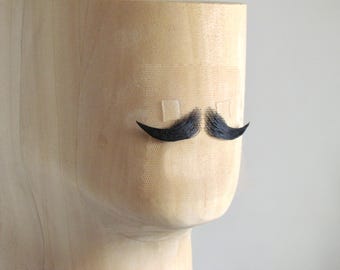El Hércules / Bigote sintético negro Poirot David Suchet Personaje realista Cabello facial Encaje Hecho a mano
