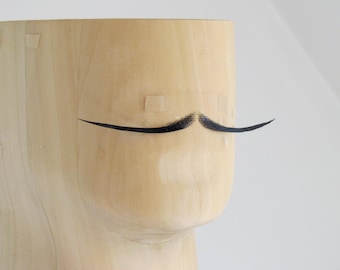 The Dali | Black Synthetic Hair Realistic Fake Moustache Pencil Pointy Gelled Captain Hook Costume Cosplay Facial Hair Lace Handmade Cartoon