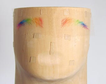 The Rainbrows | Rainbow Flag Striped Synthetic Hair Fake Eyebrows Realistic Drag King Costume Pride Ombre Lace Handmade