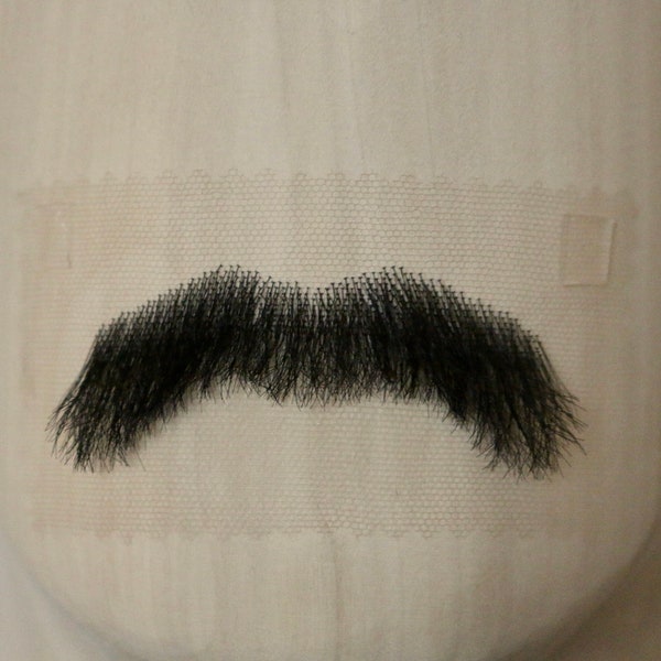 Le Mercure | Qualité professionnelle fausse moustache noir synthétique Freddie Mercury Costume des années 80 cinéma Cosplay dentelle noué à la main